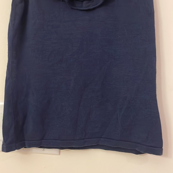 100% Silk Lauren Ralph Lauren Ruffle Sleeveless Tank Top PM EUC Navy Blue CUTE - Picture 7 of 15